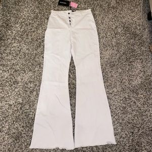 White High Rise Flared Jeans
